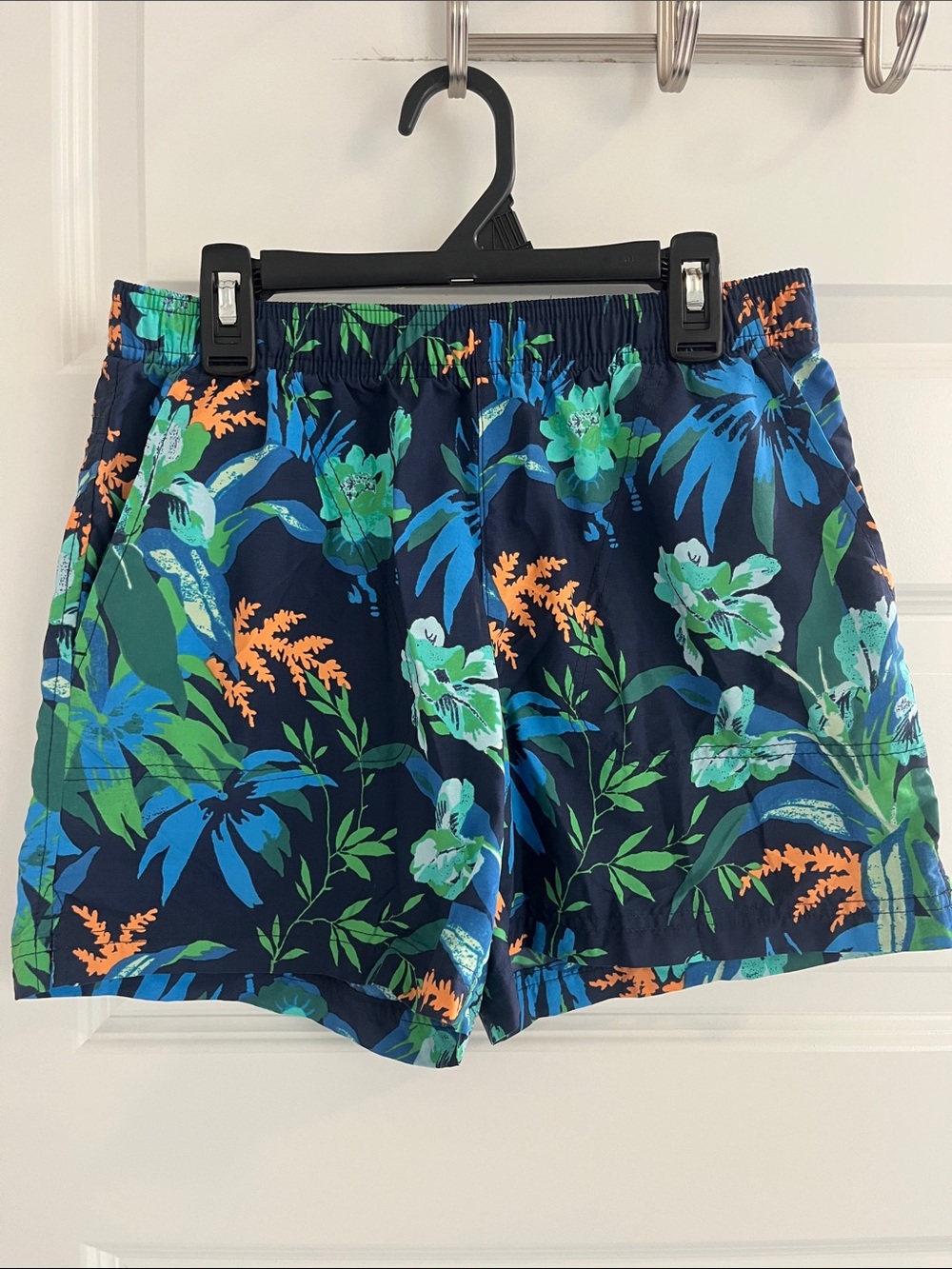 Columbia Navy Blue Shorts with Green and Orange Floral Print